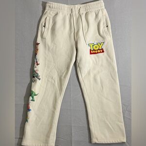 Disney Pixar Toy Story Sweatpants Mens Size M Joggers Woody‎ Buzz Rex Cream
